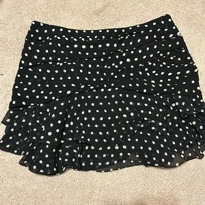 SAINT LAURENT Paris Black White POLKA DOT RUFFLE MINI Skirt 40